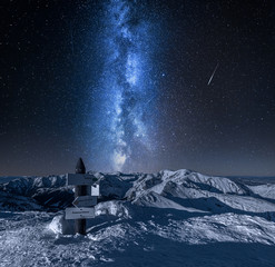 Wall Mural - miky way over mountain kasprowy wierch in winter, poland