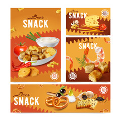 Poster - Realistic Snacks Banners Set