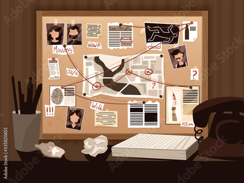Detective Board Doodle Composition Tableau sur Toile