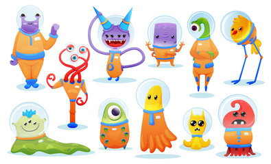 Sticker - Aliens Cartoon Set