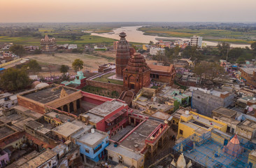 Wall Mural - Madan Mohan temple in Vrindavan, India, aerial drone view