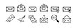 Mail icon set. Mail delivery symbols. Letter in envelope. Set of email signs in flat style. Sending message icon collection isolated on white Vector illustration for graphic design, logo, Web, UI, app