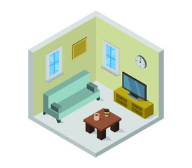 Poster - isometric lounge room