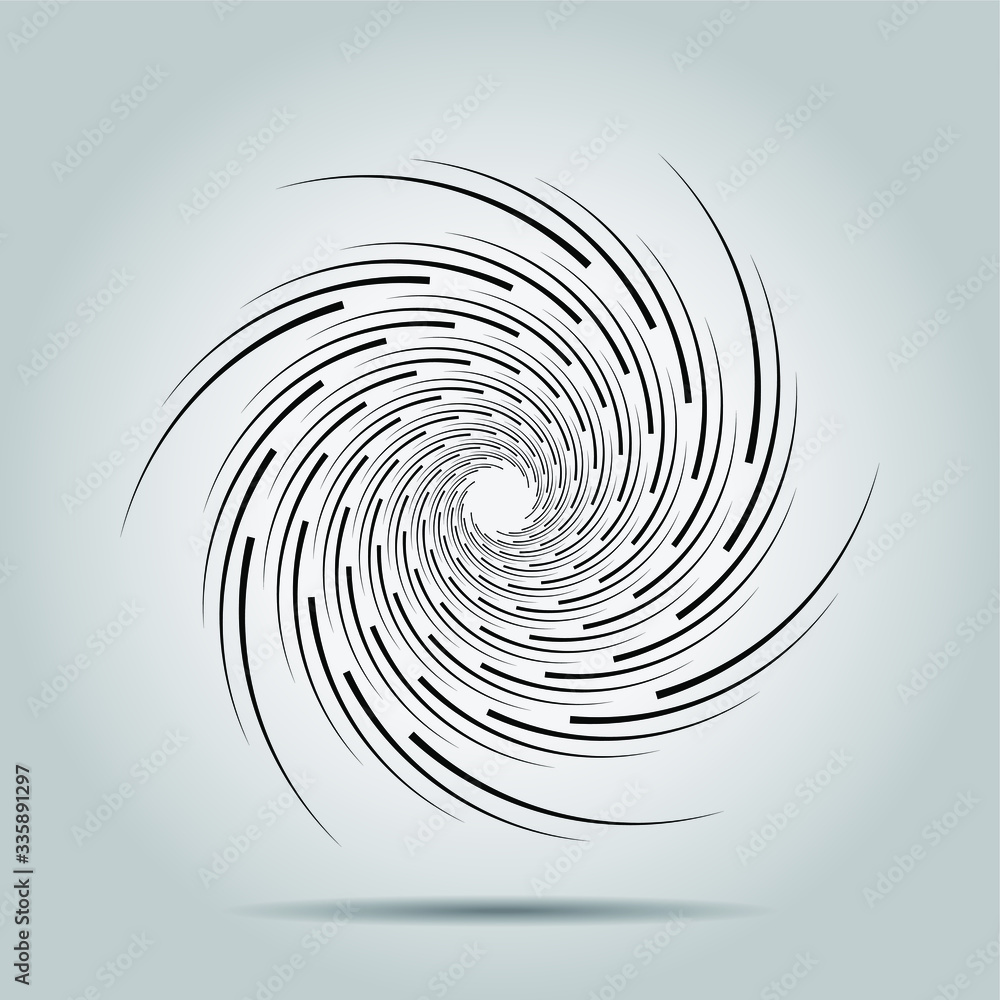 Black vector curvy arrow lines in spiral form. Geometric art. Trendy ...