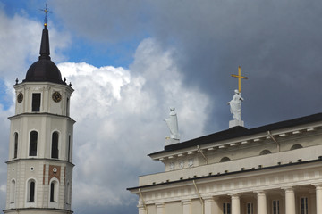 Wall Mural - View of the Cathedral and Bell tower in Vilnius, Lithuania