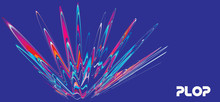 Plop! Multicolored Splash On A Blue Background. Colorful Graphics