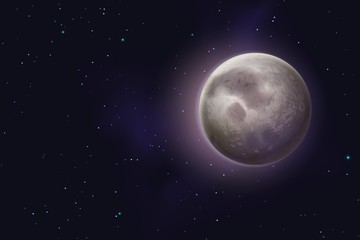 Wall Mural - moon background. realistic night starry sky with waxing moon, new phases lunar cycle astrology. cosm