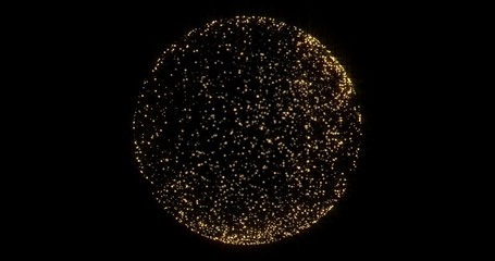 Wall Mural - gold glittering ball. magic golden confetti in glowing sphere emitting gold dust particles