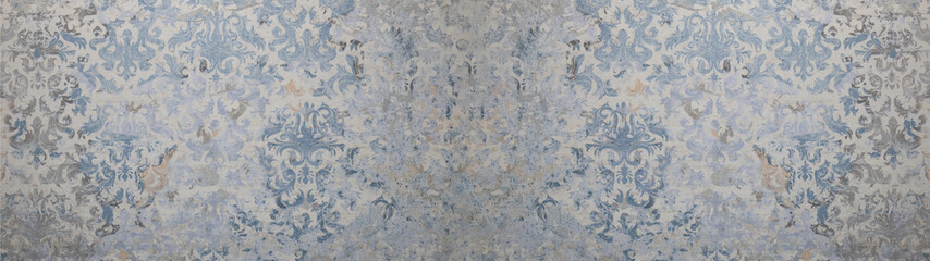Aufkleber - Old gray blue vintage shabby patchwork motif tiles stone concrete cement wall texture background banner	
