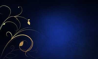 Wall Mural - Royal blue background with luxury golden swirls