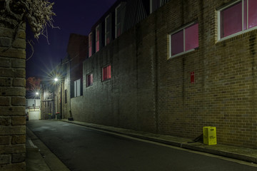 Wall Mural - old factory wall at night