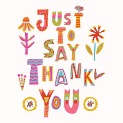 Wall Mural - Thank you quote to care and key workers. Fight corona virus covid 19 motivational message. Cheerful thankful gratitude clipart with bright floral lettering. Appreciation card for social media.
