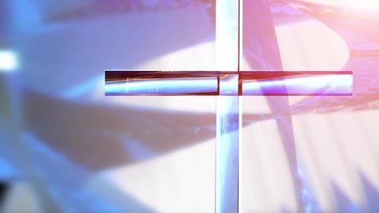 Wall Mural - Christian cross on a bright background, concept of Easter and Christmas background 3D render loop rotation