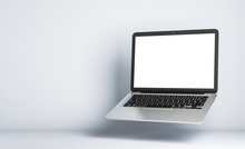 Blank White Mock Up Screen Of Modern Laptop