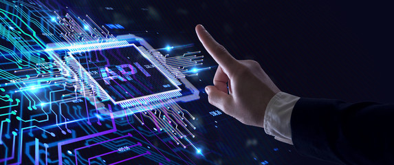 API - Application Programming Interface. Software development tool. Business, modern technology, internet and networking concept