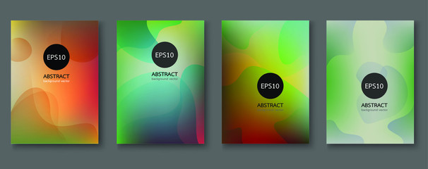 Wall Mural - set of poster covers with color vibrant liquid gradient background. vector illustration. eps10