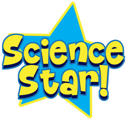 Font design for word science star with blue star in background