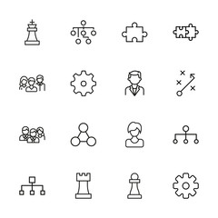 Modern thin line icons set of project management.