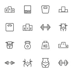 Canvas Print - Set of sport related vector line icons.