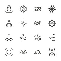 Poster - Set of teamwork related vector line icons.