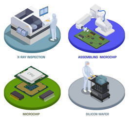 Poster - Semiconductors Isometric Compositions Set