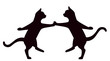 Cats dancing rock and roll isolated on white background, vector silhouettes of dancing cats