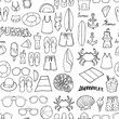 © veekicl - Summer doodle background seamless pattern. Drawing vector illustration hand drawn eps10