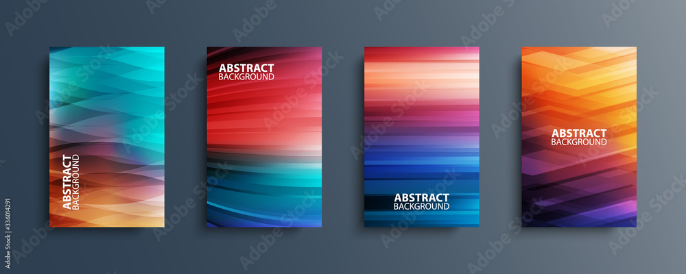 Set of abstract color backgrounds with wave or line patterns. Colorful gradient covers collection for brochures, posters, banners, flyers and cards. Vector illustration. - obrazy, fototapety, plakaty 