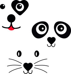 Cute Animal emotion face, logo, vector illustration