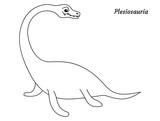 Fototapeta Dinusie - Coloring page outline Plesiosauria dinosaur. Vector illustration