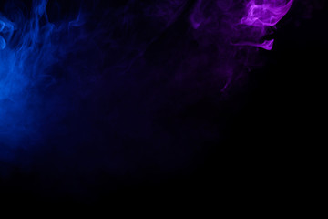 Wall Mural - blue and pink soft smoke steam border isolated on black backgound