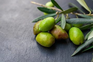 Wall Mural - natural olives with olive leaves