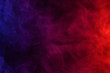 Blue pink and red smoke flowing dark abstract background