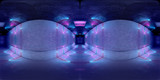 Fototapeta Perspektywa 3d - Futuristic HDRI underground interior with glowing blue and pink neon light tubes reflecting on walls and floor. 360 panorama reflection mapping of a long tunnel 3D rendering