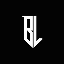 BL Logo Monogram With Emblem Shield Style Design Template