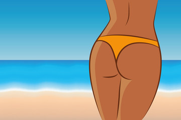 Wall Mural - sexy girl butty on the beach background vector illustration EPS10