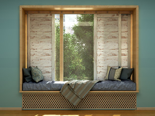 cozy home concept a mattress by the window 3d render image