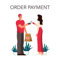 Wall Mural - Food delivery and purchuse payment concept. Buying goods