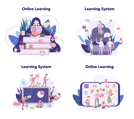 Learning system, online education set, idea of study remotely.