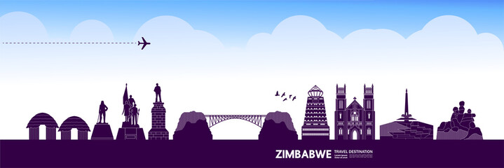 Zimbabwe travel destination grand vector illustration. 