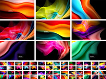 Set Of Liquid Colors Fluid Gradients On Black Backgrounds