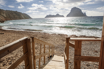 Wall Mural - Views from the viewpoint of Es Vedra in Ibiza, Spain