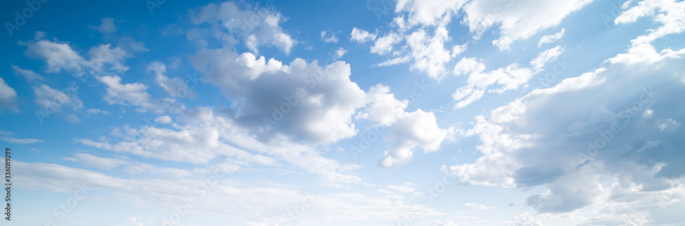 Sky clouds summer panorama - obrazy, fototapety, plakaty 