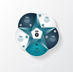 Wall Mural - Vector circle infographic. Template for diagram, graph, presentation and chart. Business concept with five options, parts, steps or processes. Abstract background