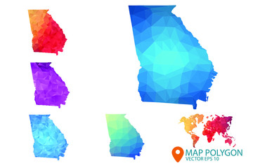 Wall Mural - Georgia Map - Set of geometric rumpled triangular low poly style gradient graphic background , Map world polygonal design for your . Vector illustration eps 10.