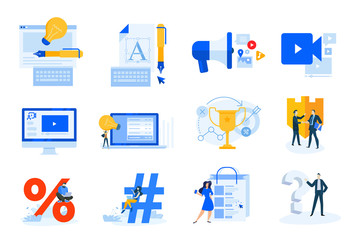 flat design concept icons collection. vector illustrations of logo and website design, internet mark