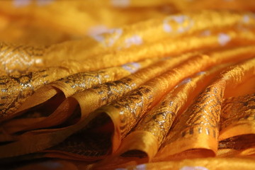 Close up of saree pleats