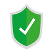 Check mark inside shield design, Ok tick choice correct approved choose vote positive and web theme Vector illustration