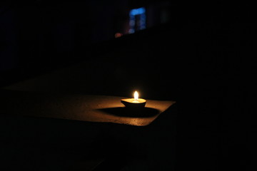 Diwali Clay Diya Lamp in Dark