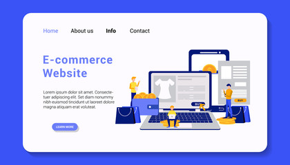 e-commerce website landing page template flat design vector illustration